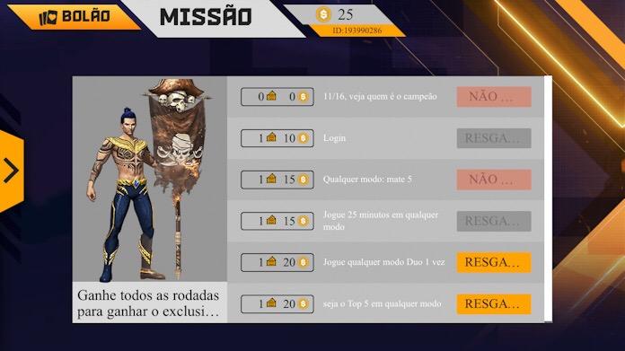 missões bolão mundial free fire