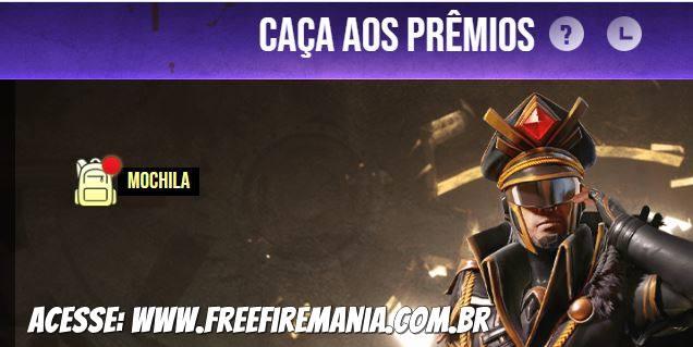 mochila evento caça aos premios free fire