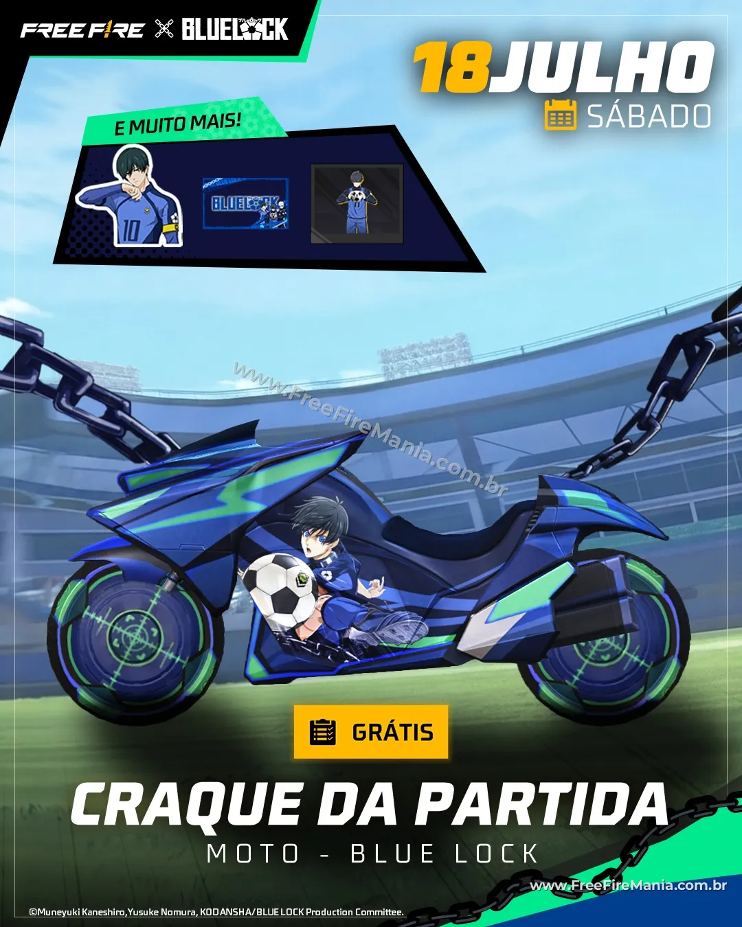 Calendário de eventos Free Fire x Blue Lock