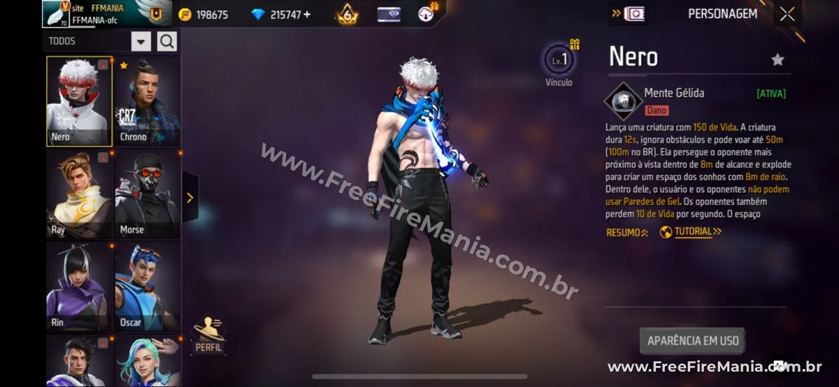 Nero antes da atualiza&ccedil;&atilde;o Free Fire