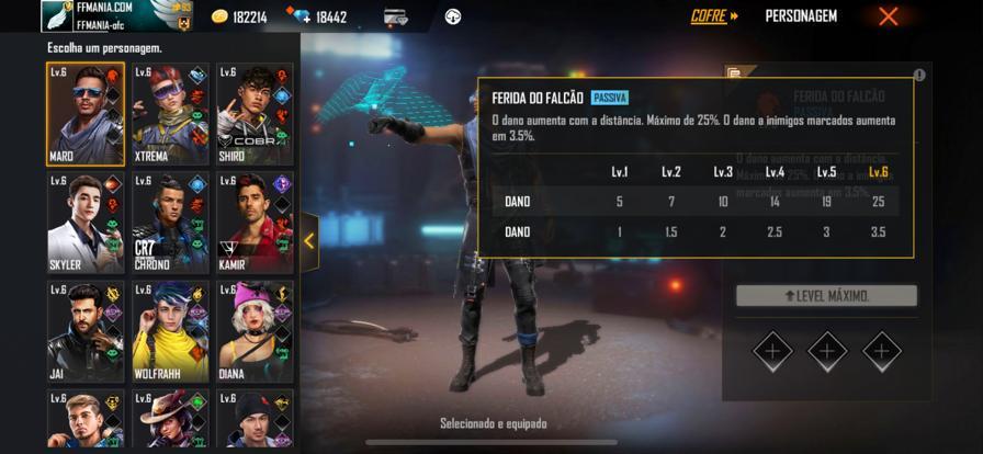 Garena Free Fire - Maro prefere estar acompanhado de animais do que de  humanos. Ele acha que as pessoas exageram em seus pensamentos e se esquecem  do verdadeiro significado da vida. Sua