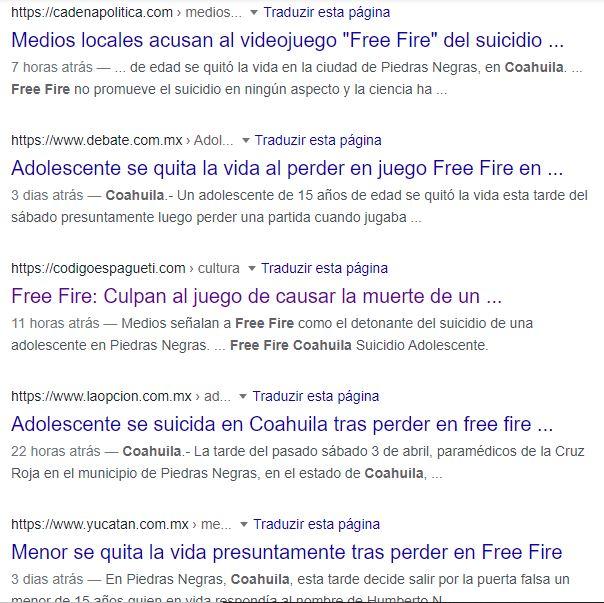 notícias da morte no méxico Free Fire