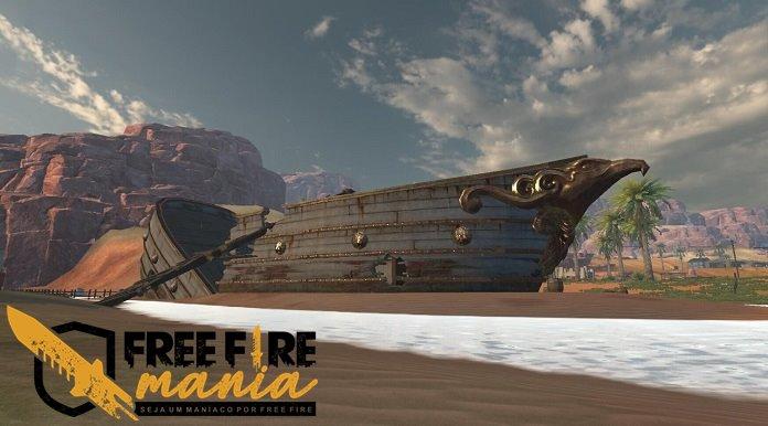 novo mapa deserto free fire kalahari navio naufragado