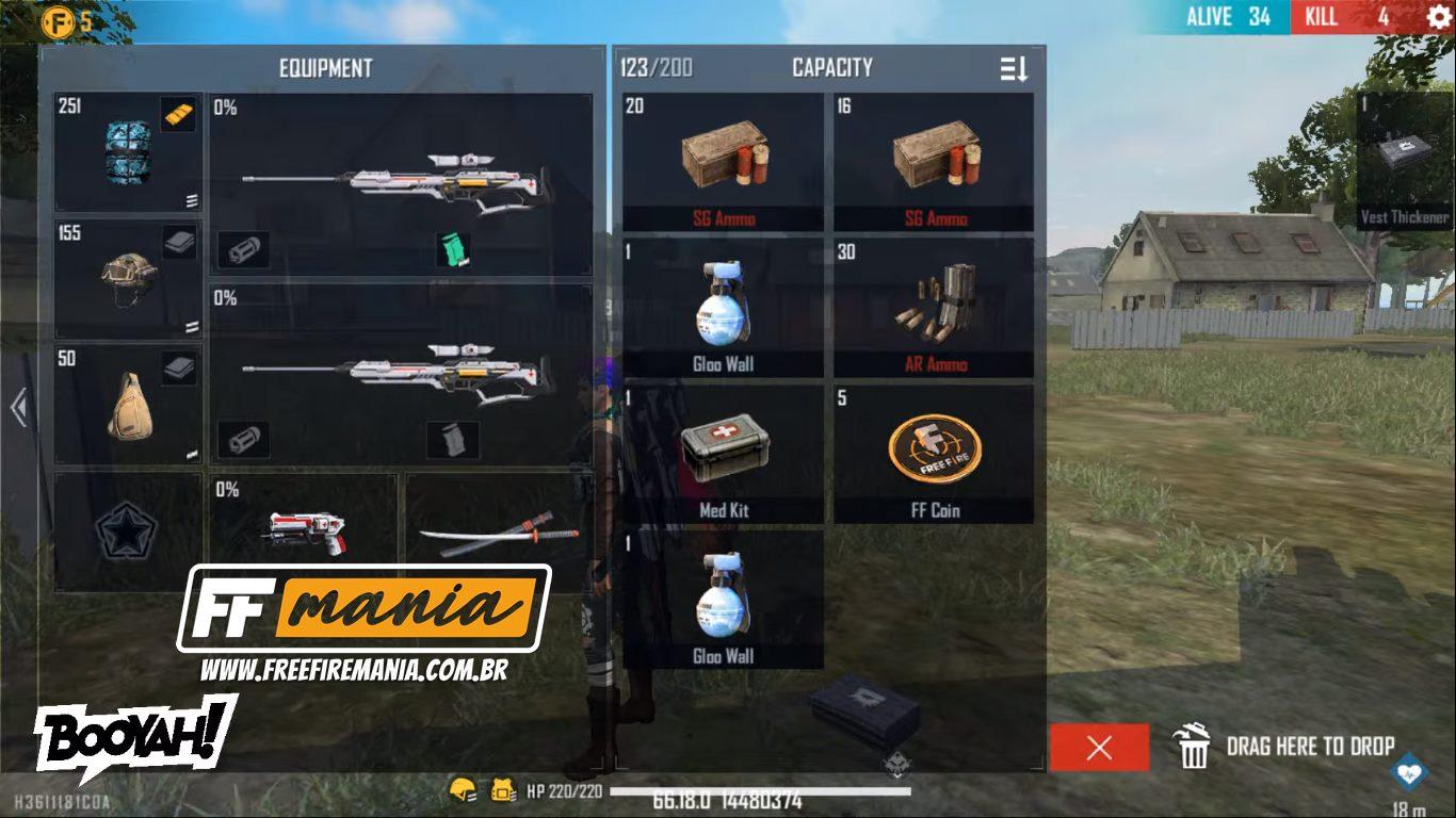 Novos itens equipados ao colete do Free Fire