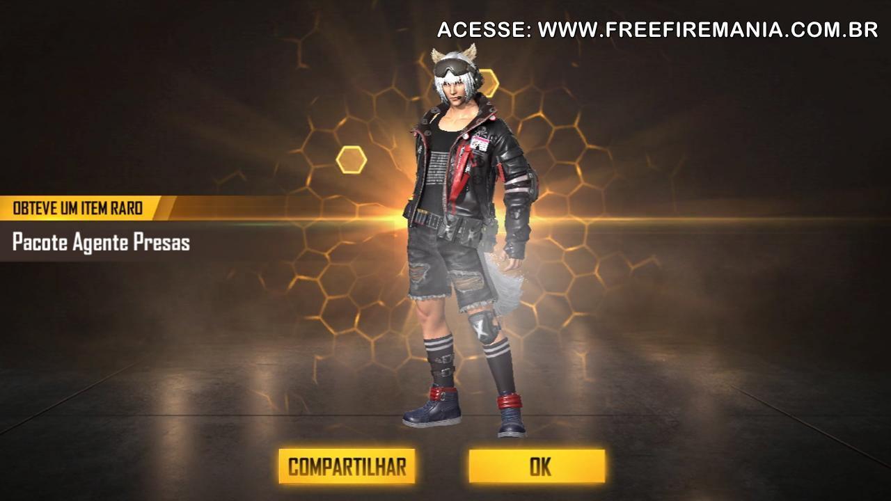 pacote agente presas free fire codigo