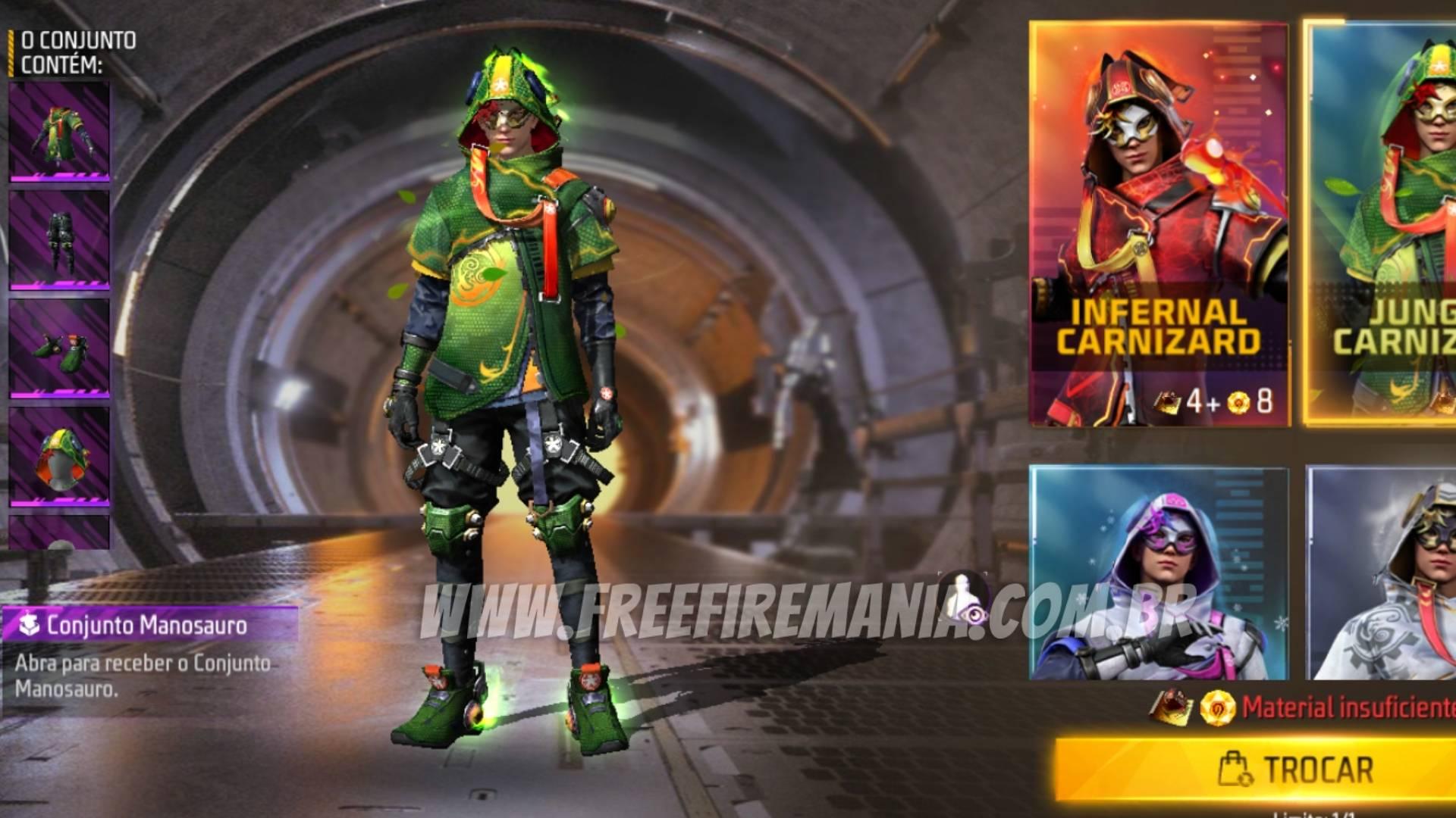 Manosaurus ambientado en la próxima incubadora de Free Fire en agosto de 2022