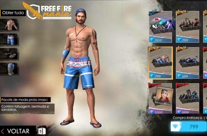Pacote Moda Praia Free Fire