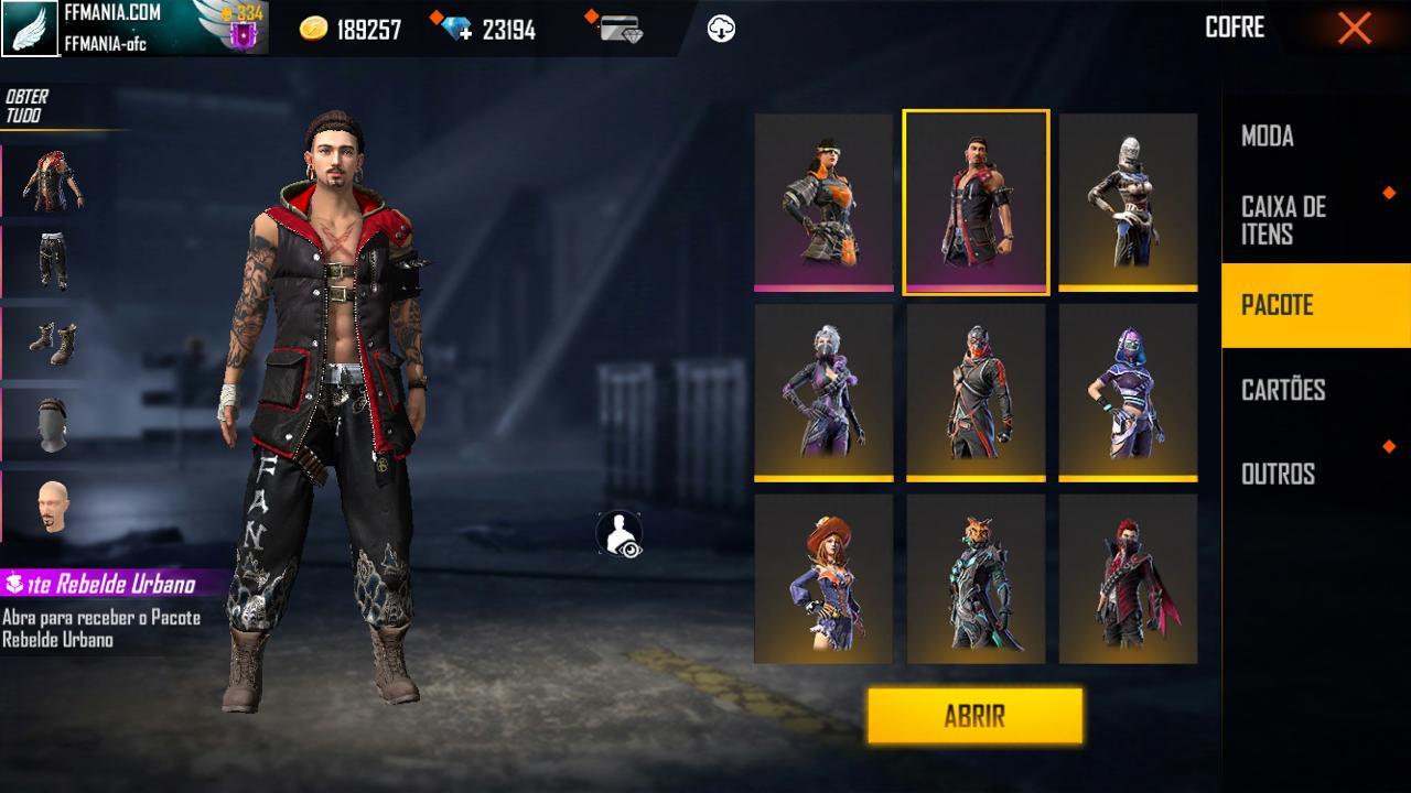 Conjunto Rebelde Urbano no Free Fire