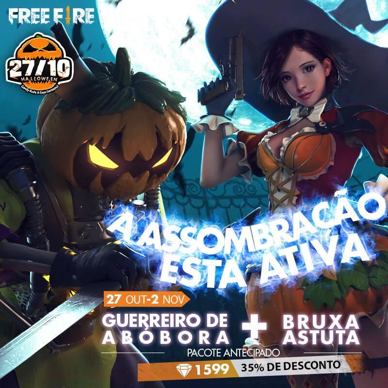 Pacote Guerreiro Abóbora e Bruxa Astuta Free Fire