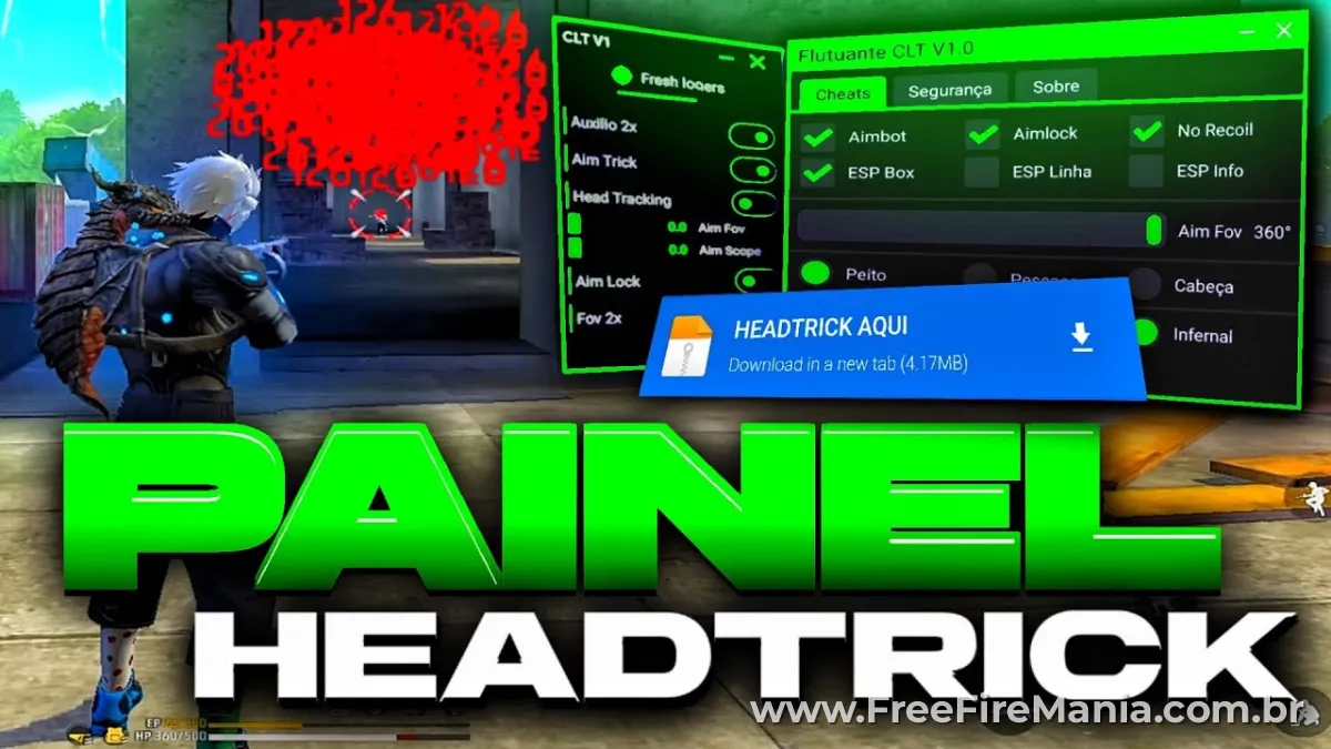 Interface de painel ilegal para Free Fire apresentada como ajuste de sensibilidade