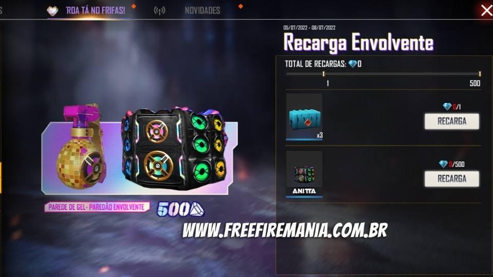 Recarga Free Fire: 5 de julho (2022); Parede de Gel da Anitta