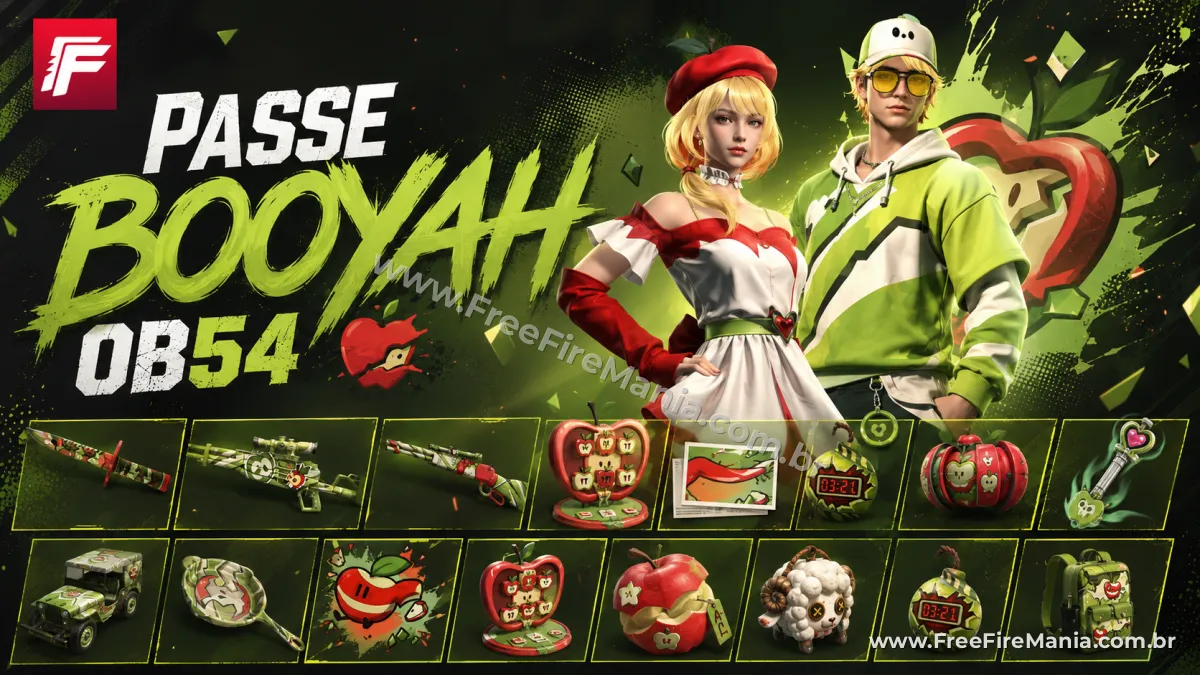 Passe Booyah da atualização OB54 do Free Fire com tema de carneiro e recompensas vazadas