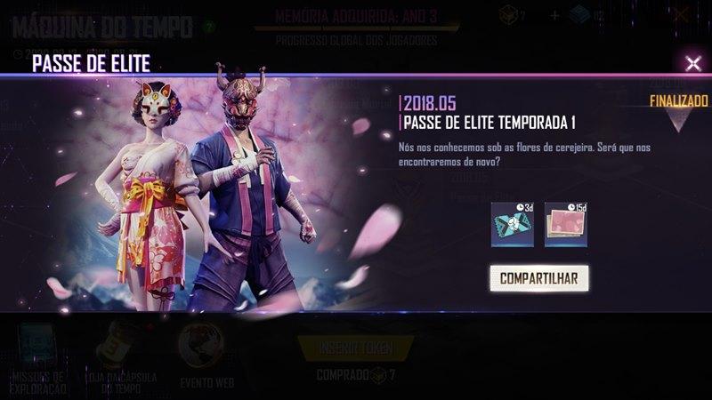Flor de Sakura foi o primeiro Passe de Elite do Free Fire, lançado em 2018