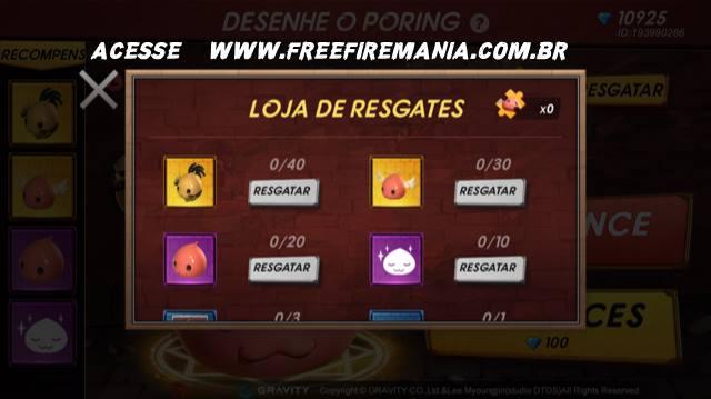 pet poring desenhe free fire tokens