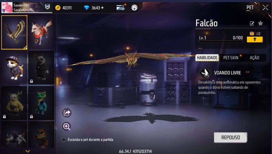 Free Fire: Novo pet Falcão já está no servidor avançado - 20/05/2020 - UOL  Start