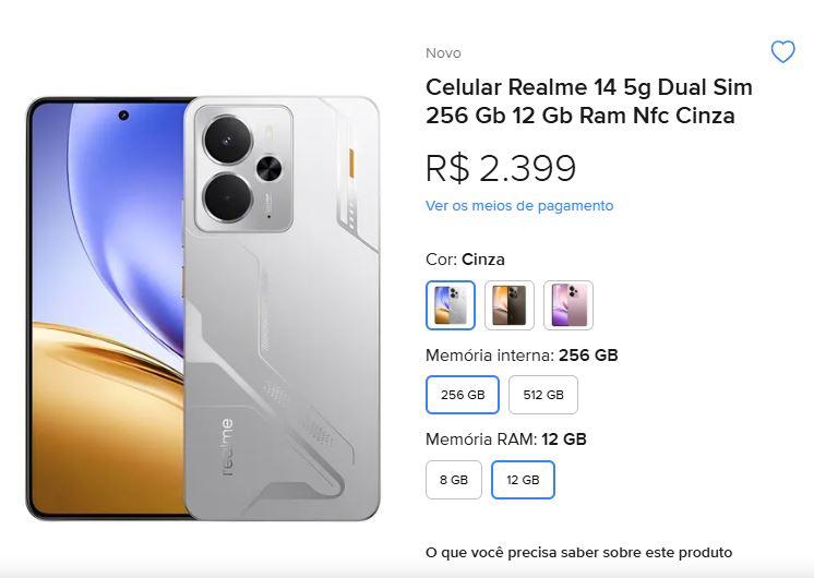 Preço do realme 14 5G Free Fire