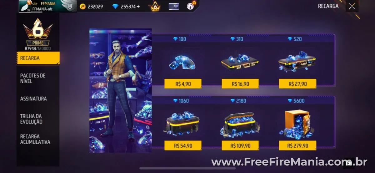 bônus de diamantes Free Fire 2026