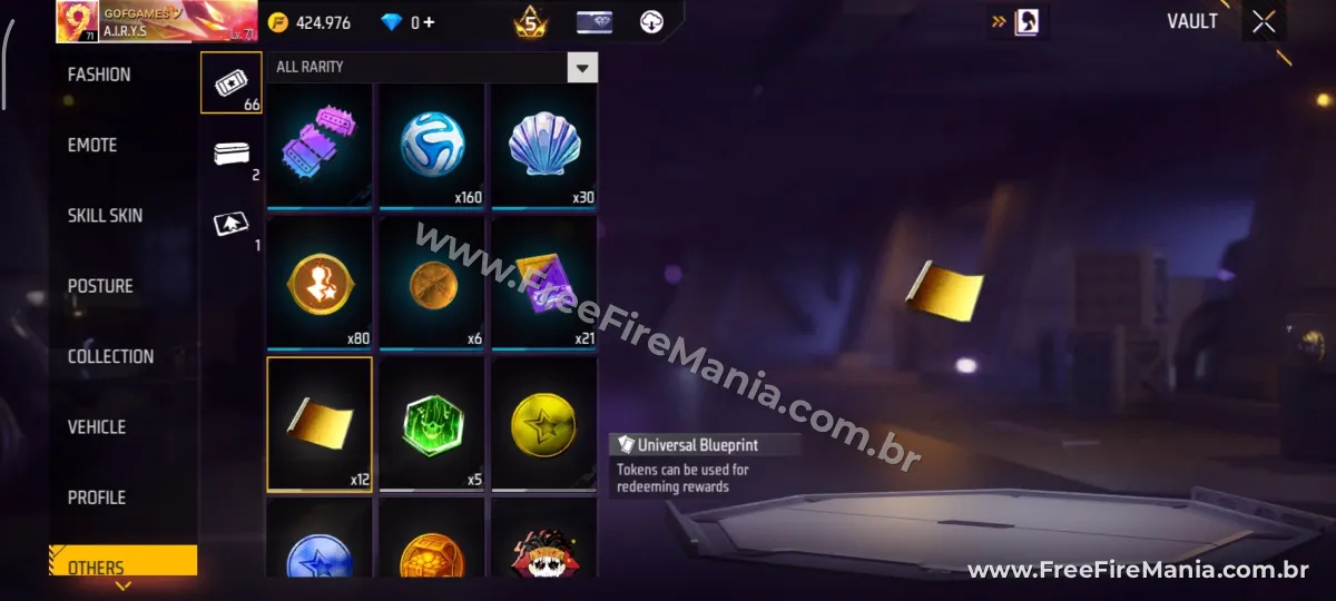 Projeto Universal no Cofre do Free Fire ap&oacute;s convers&atilde;o dos Projetos da Incubadora