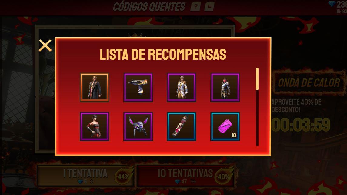 codigo para completar o evento do ff