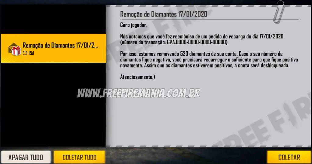 Comprei diamante e não chegou! – Free Fire Suporte