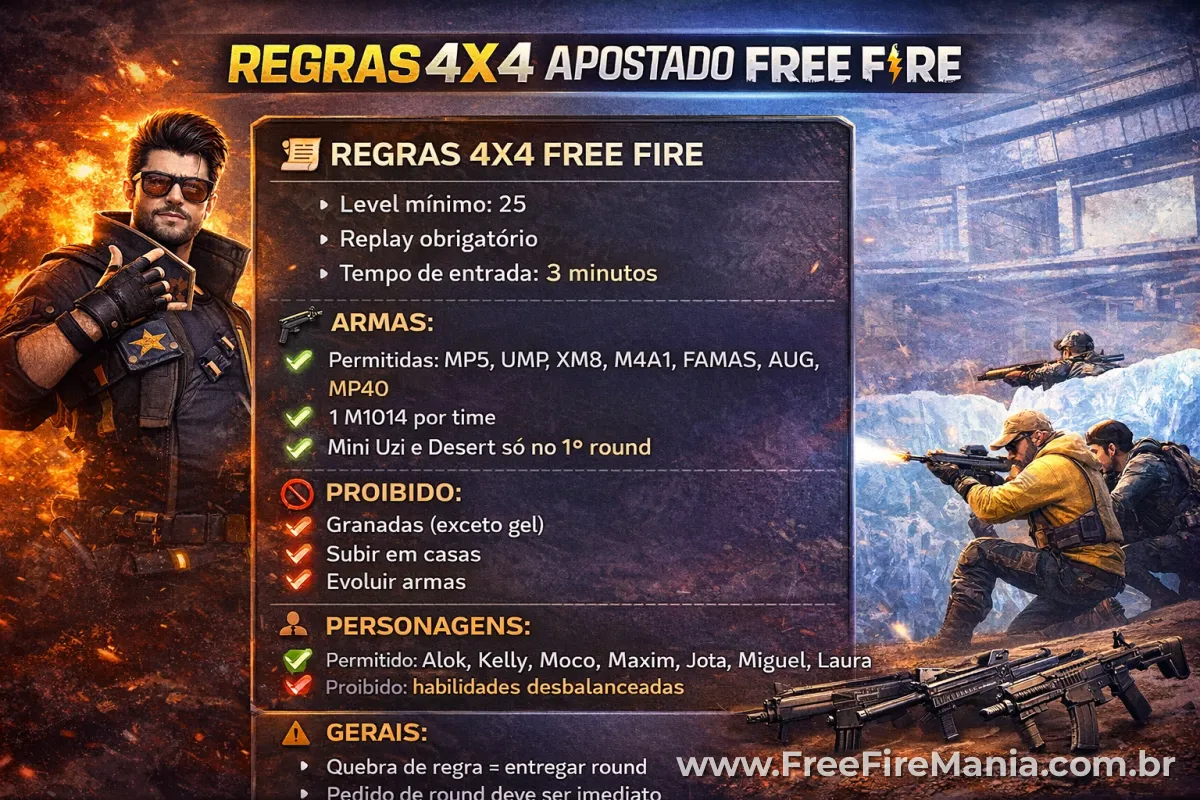 Partida 4x4 Free Fire competitivo