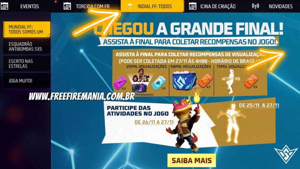 TODAS AS RECOMPENSAS DO MUNDIAL FFWS 2022, GELO GRÁTIS, TROCA DE