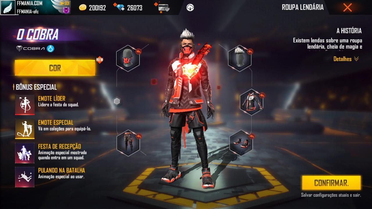 Roupa Lendária Free Fire