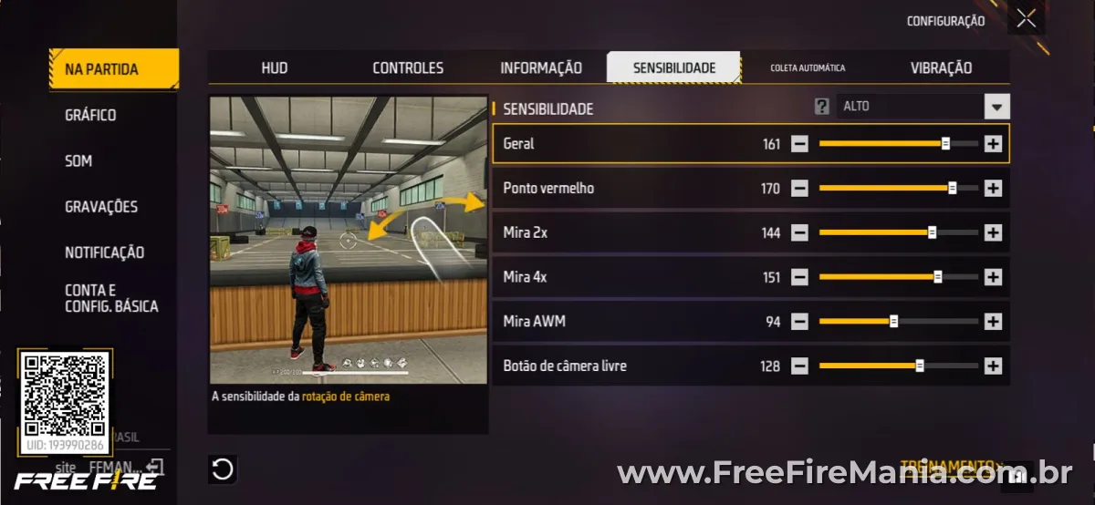 Configuração de Sensibilidade no Free Fire