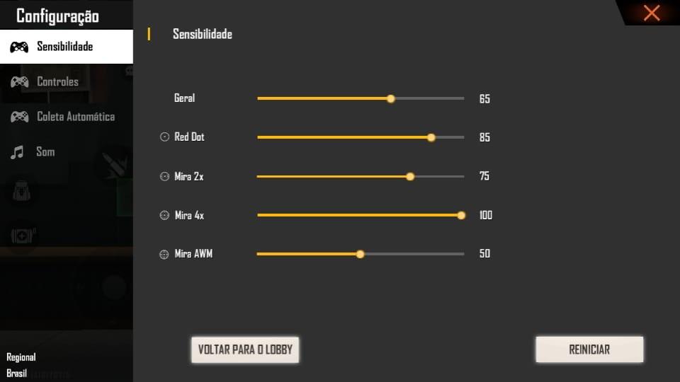 Sensibilidade Free Fire