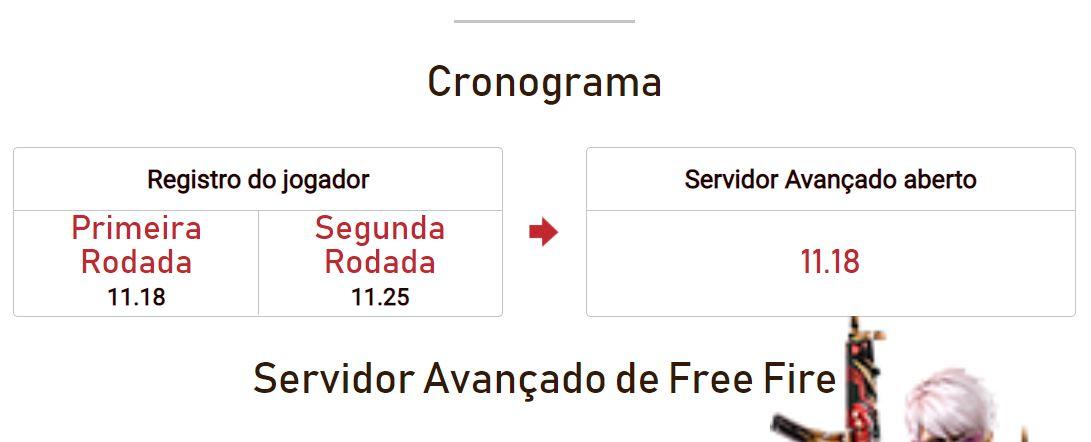 Servidor Avançado Free Fire Novembro 2021