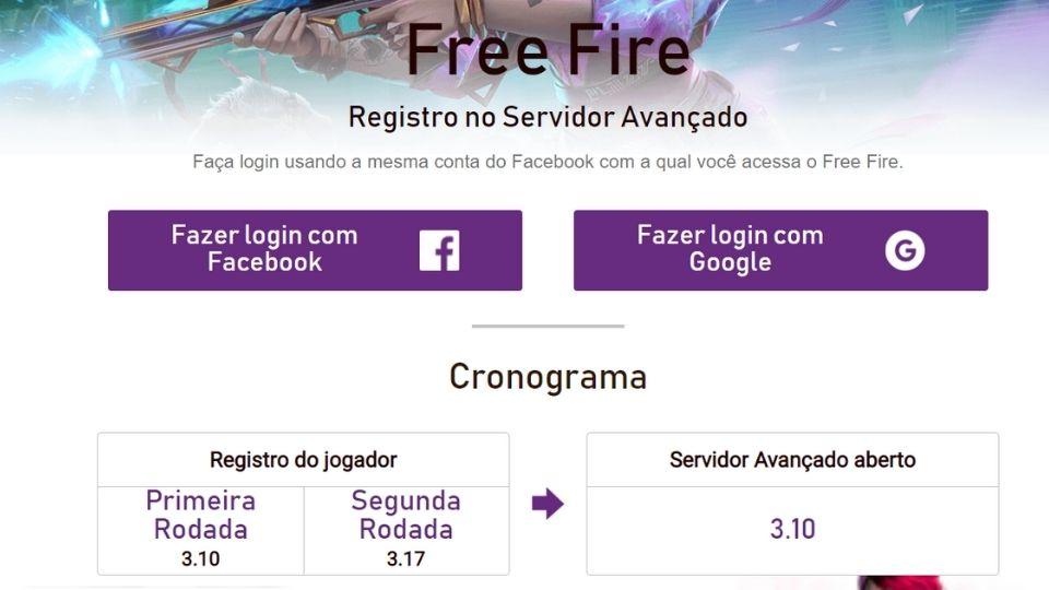 Free Fire libera registro para o Servidor Avançado março 2022