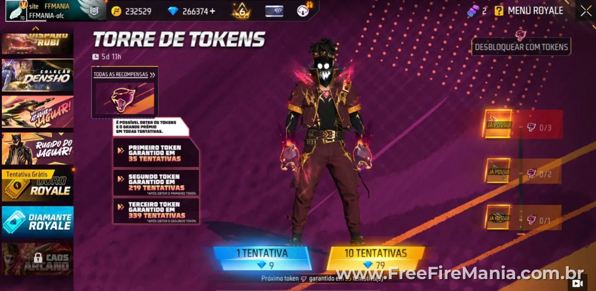 Menu Royale do Free Fire