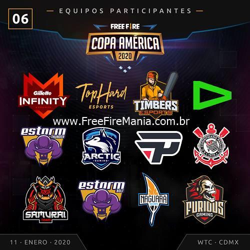 time da copa america free fire 2020