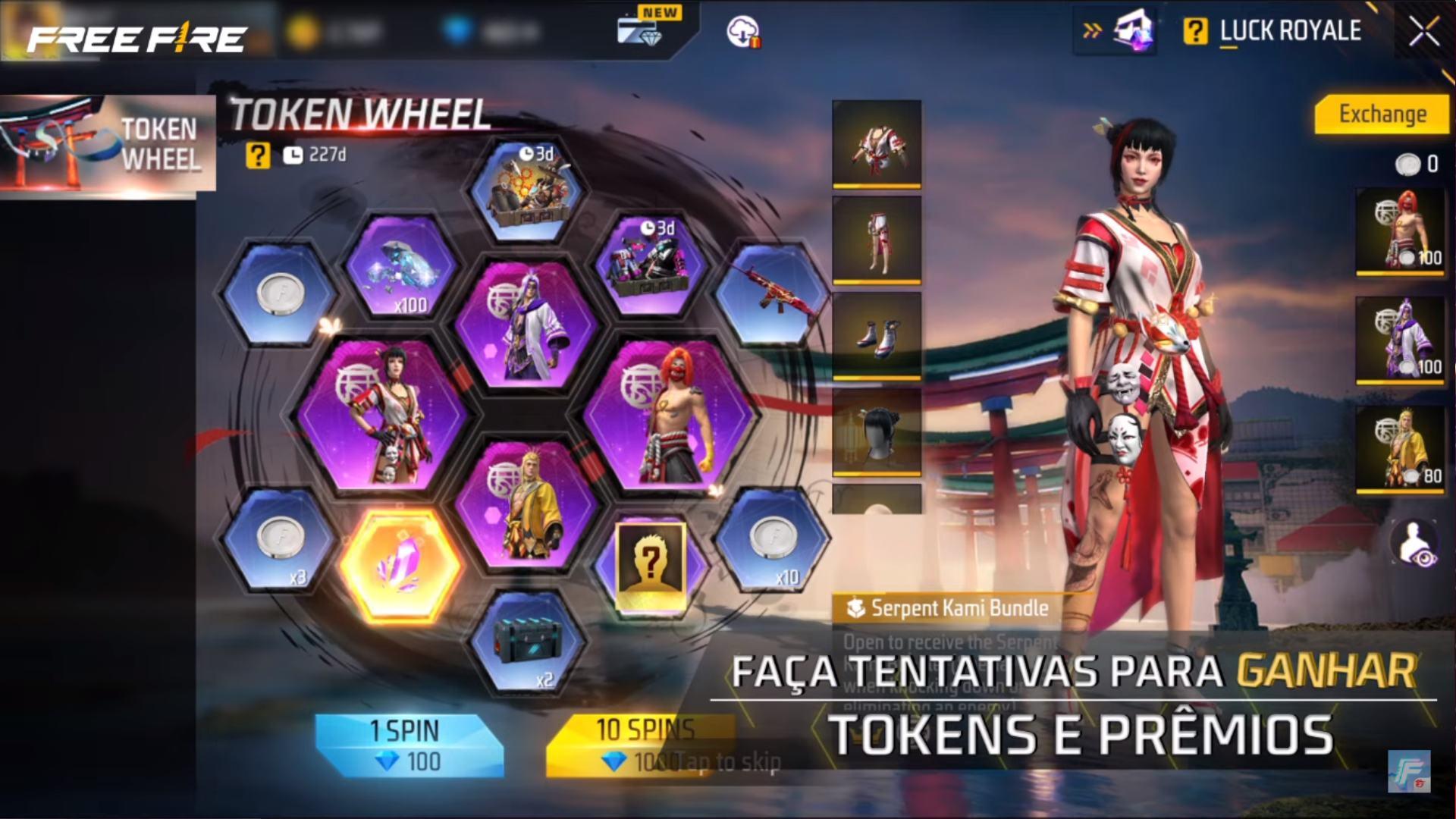 Como funciona o evento Token Royale do Free Fire