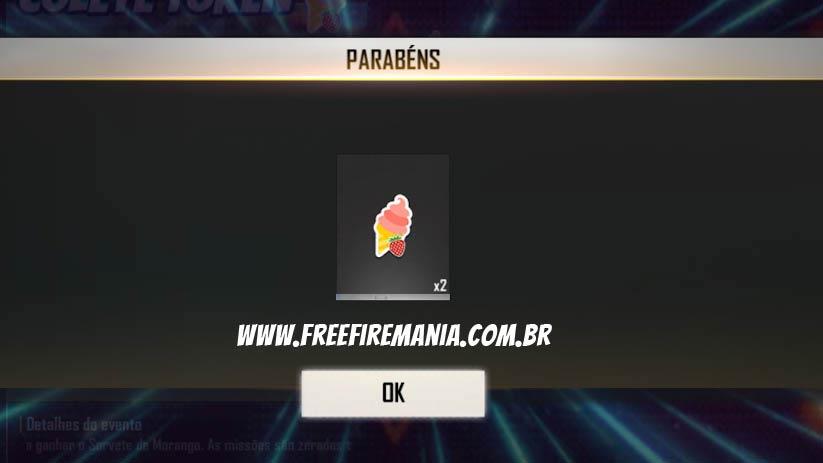 token sorvete de morango free fire