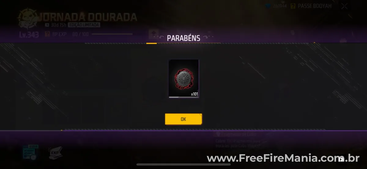 Sistema de Tokens Escarlate no Passe Booyah do Free Fire