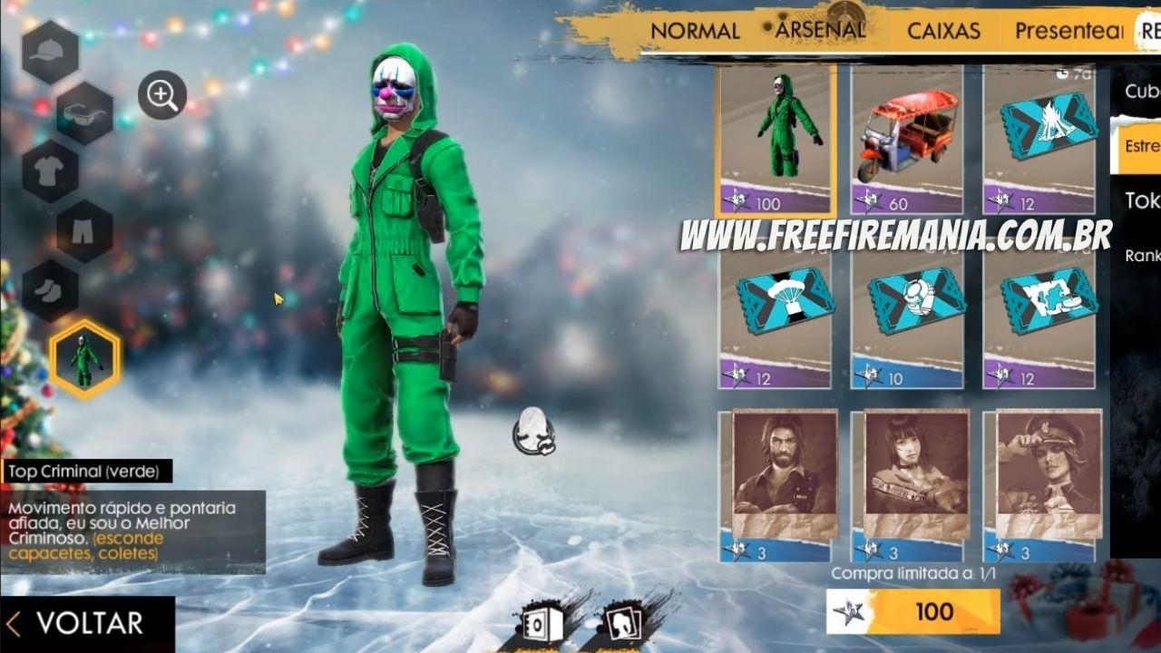 Free Fire: Evento de recarga Top Criminal tem parede de gel, moto