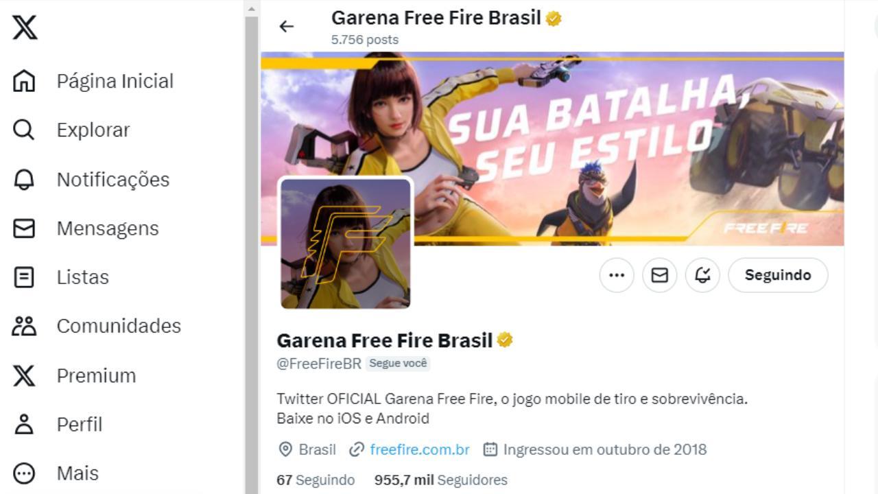 Free Fire abandonou a rede social Twitter