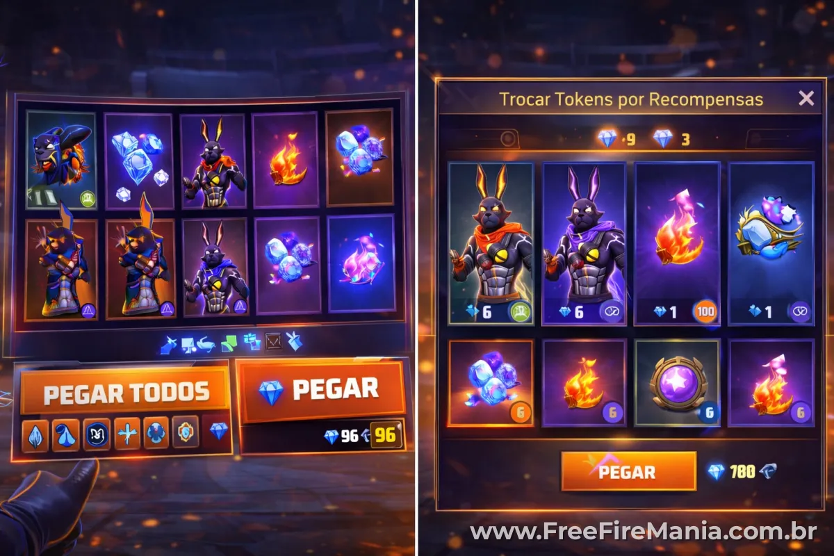 Evento Vira Carta Free Fire interface loja