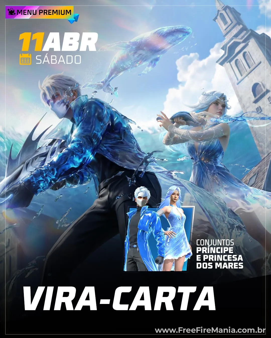 Conjunto Pr&iacute;ncipe dos Mares Vira Carta Free Fire