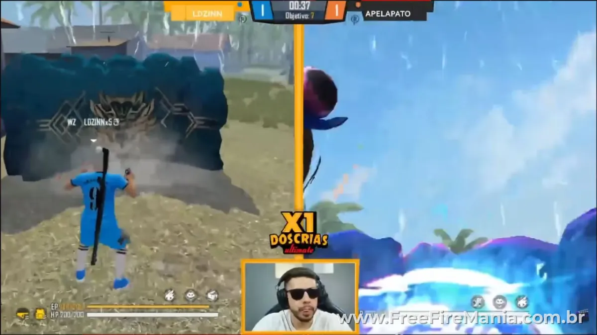 LDZINN jogando Free Fire sob câmeras em outro setup