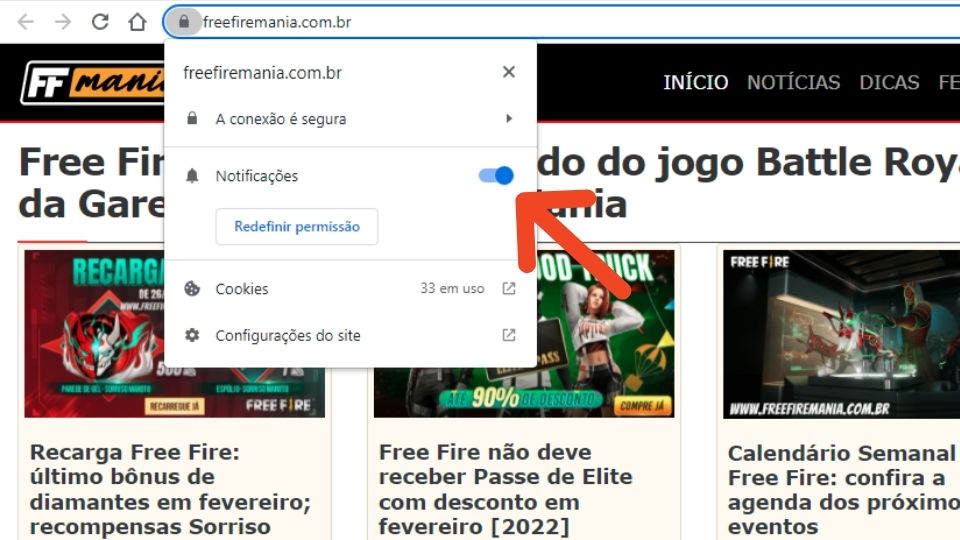 Notificações Free Fire Mania