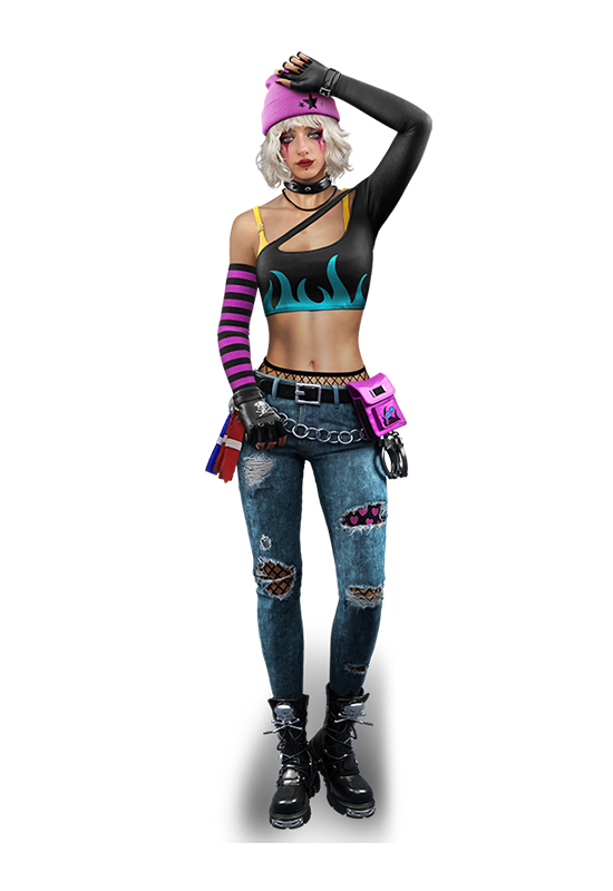 Imagem completa do personagem Diana no Free Fire com habilidade Baladeira