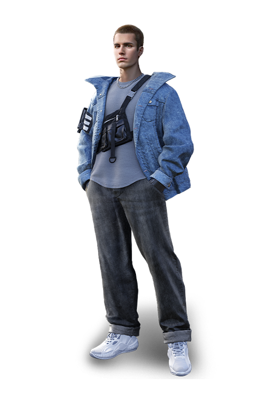 Arte oficial do personagem J.Biebs no Free Fire — habilidade Silêncio Noturno