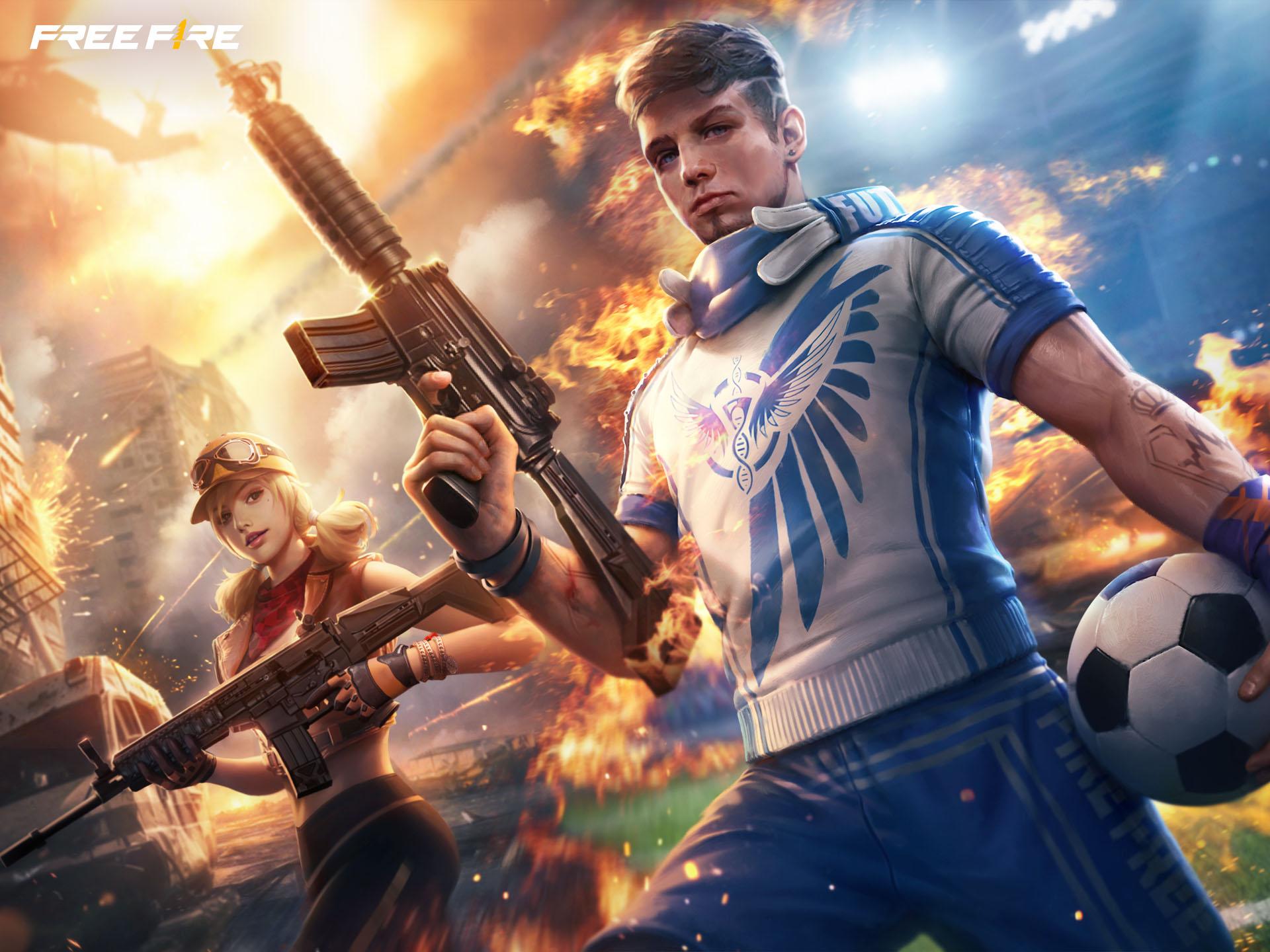 Luqueta no Free Fire com habilidade Goleada