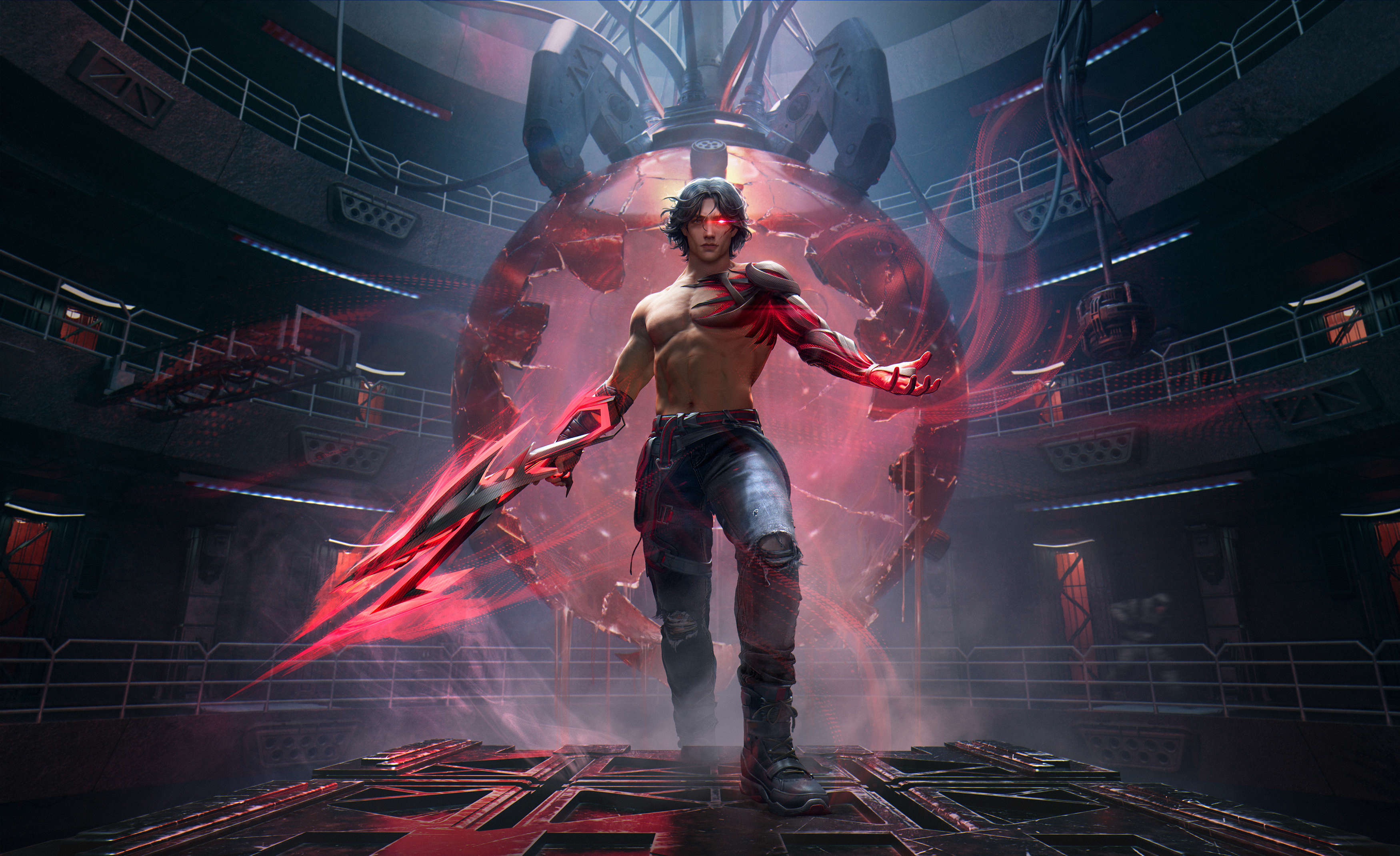 Orion no Free Fire com habilidade Onda Escarlate