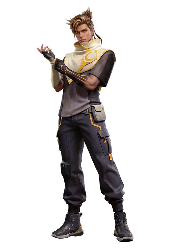 Imagem completa do personagem Ray no Free Fire com habilidade Vínculo do Eclipse