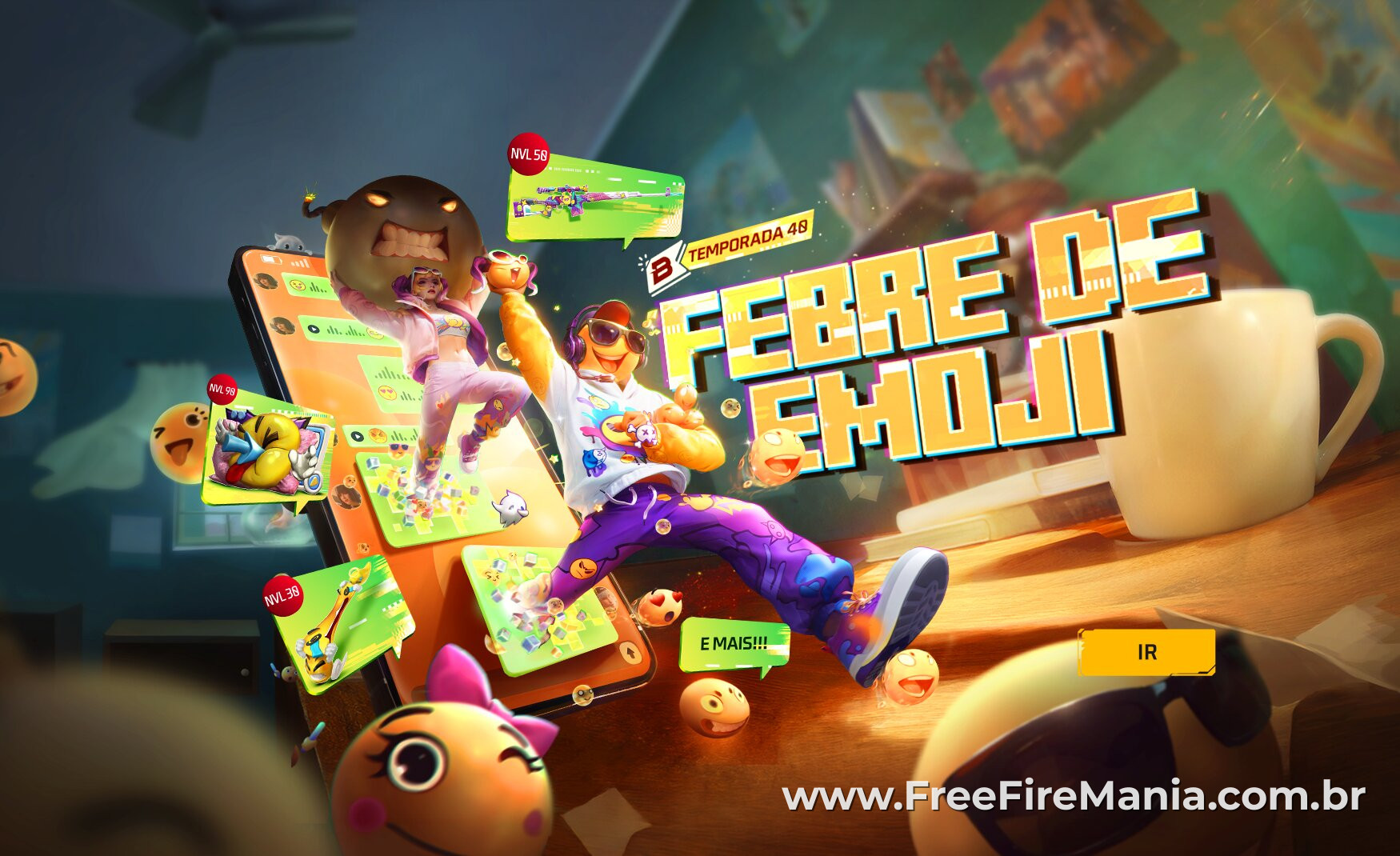 Passe Booyah Free Fire Abril 2026: recompensas, skins e imagens OB52