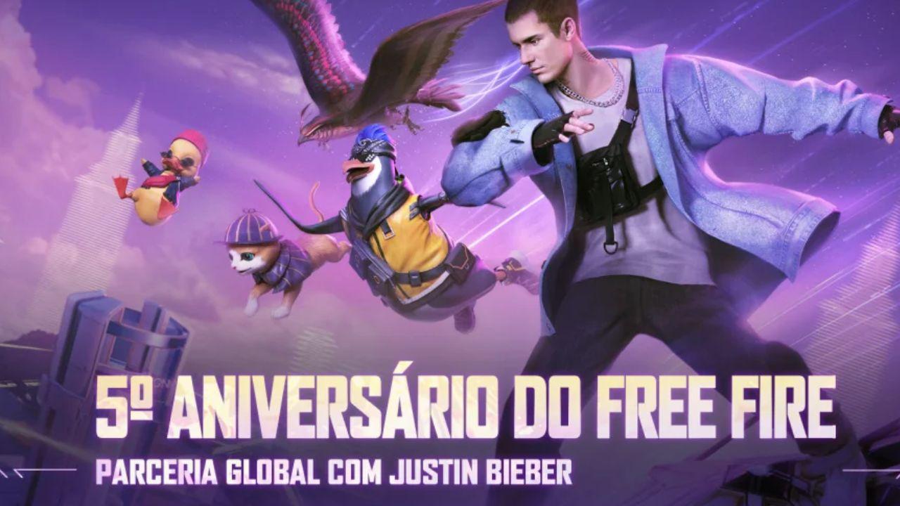  5° Aniversário Free Fire: Justin Bieber divulga teaser de seu personagem no Free Fire 