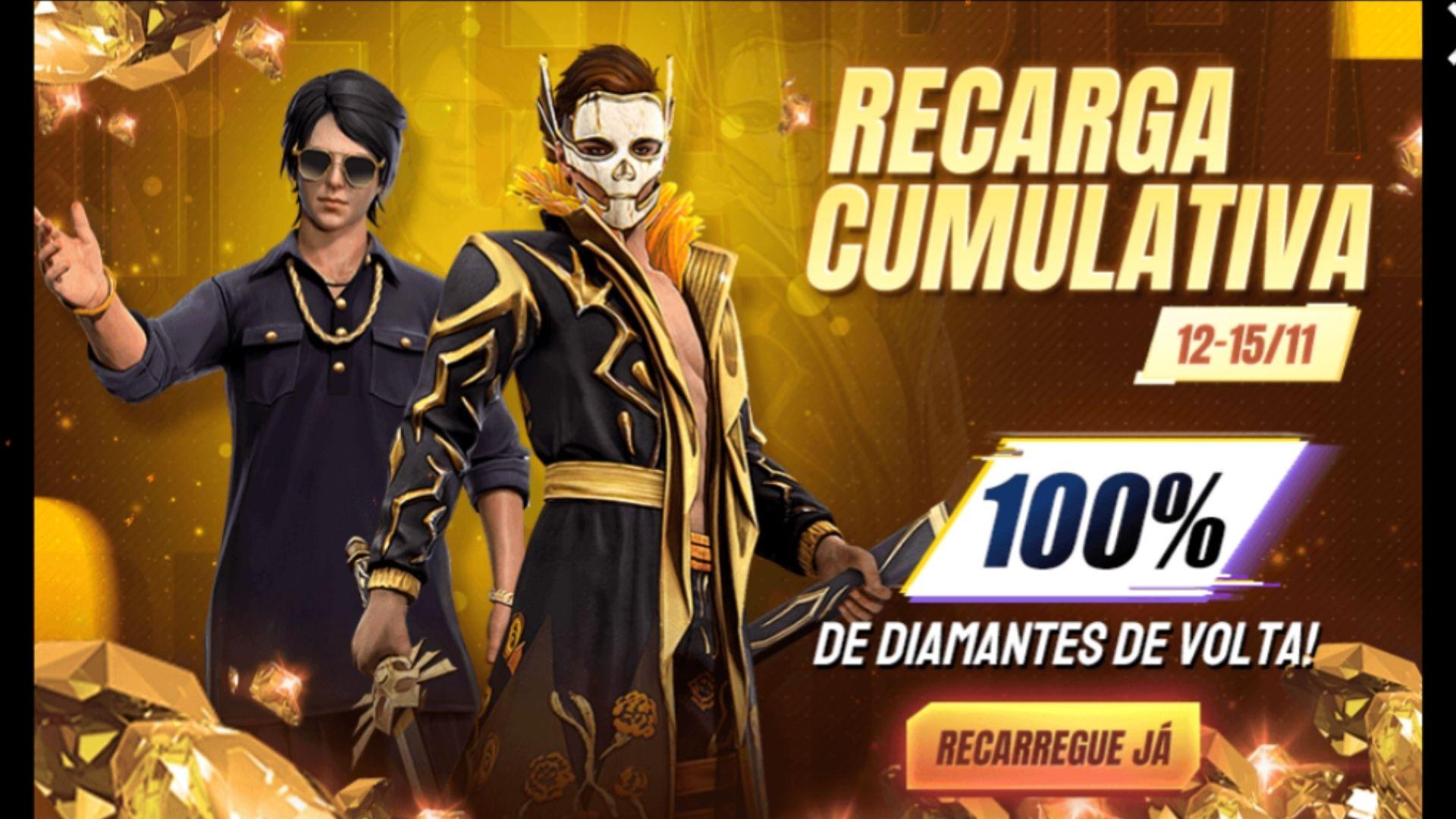 Free Fire libera bônus de 100% nas recargas de diamantes em agosto